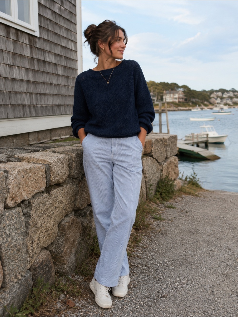 Izod Blue & White Striped Seersucker Chinos new england summer sailor